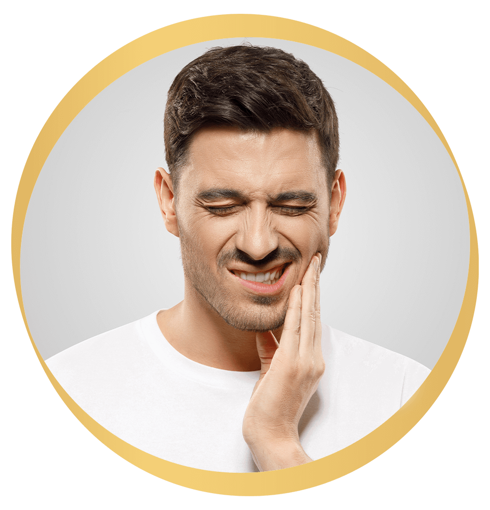 Patient grabbing mouth in pain