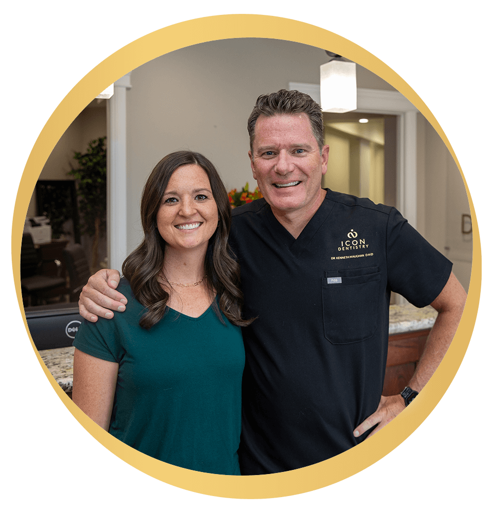 Patient and doctor smiling