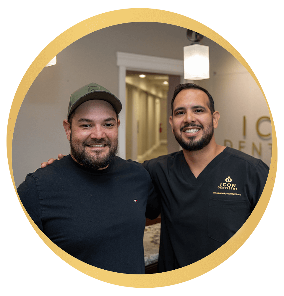 Patient and doctor smiling together