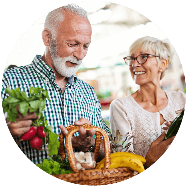 man and woman picking out healthy food